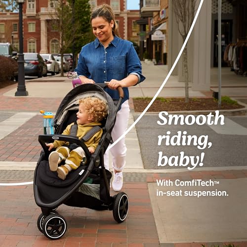 Graco Outpace LX All-Terrain 3-Wheel Baby Stroller, Cohen €” Compatible for Travel System, Easy One-Hand Fold, in-Seat Suspension for Comfortable Ride, Never-Flat Rubber Tires