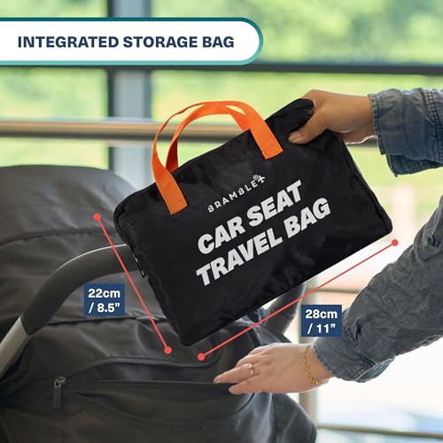 Bramble - Car Seat Travel Bag for Airplane Gate Check - Water Resistant Ballistic Nylon Car Seat Bag with Padded Neoprene Straps, Carry Pouch & ID Window - 31.5 x 18 x 18 Inches (Black)