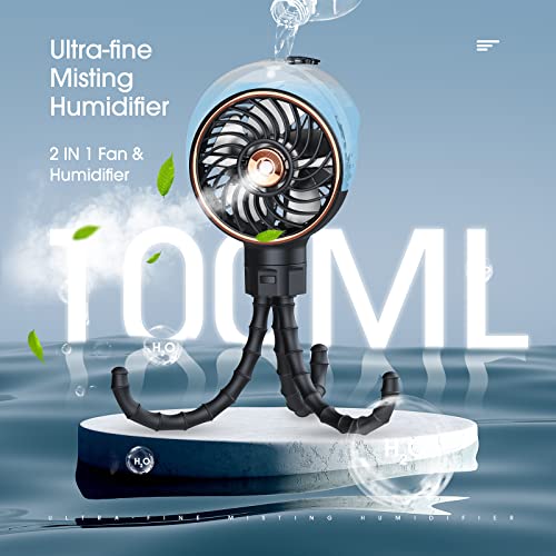 Ausic Misting Portable Stroller Fan, 100ml Mister Fan for Stroller, Safe Rechargeable Battery Baby Fans, Baby Essentials, Clip on Fans with Water Spray for Car Seat, Crib, Treadmill, Outdoor, Beach