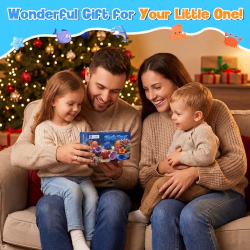9 PCS Baby Bath Toys for Kids Ages 1-3, Mold Free Toddler Bath Toys for 2-4 with 3 No Hole Squeezing Marine Animals Toys, Bathtub Beach Sand Water Table Toys for 1 2 3 Years Old Girls Boys Gifts