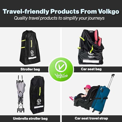 V VOLKGO Extra Padded Car Seat Travel Bag for Airplane, Heavy Duty Car Seat Bags for Air Travel Large Durable Carseat Carrier Bag, Airport Gate Check Bag with Padded Shoulder Strap