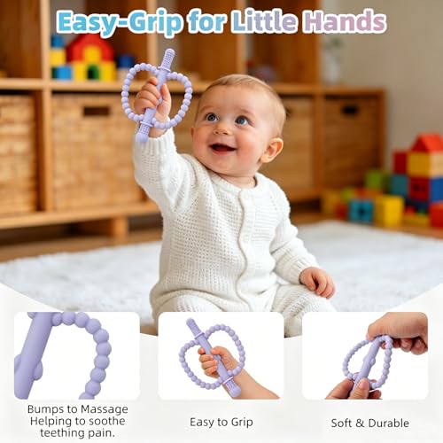 Fu Store Hollow Teether Tube 5 Pack Apple Shape Chew Straw Sensory Toy for Infant Toddlers Silicone Tubes Teething Toys for Babies 0-6 0-12 0-36 Months Gifts Teething Relief Soothing Gums