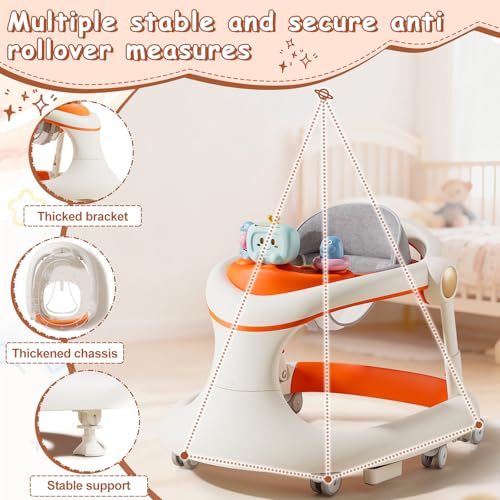 Foldable Baby Walker with Wheels, Activity Toddler Walkers for Boys Girls