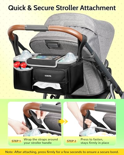 YOREPEK Large Stroller Caddy for Baby Accessories Fits UPPAbaby Vista/Cruz