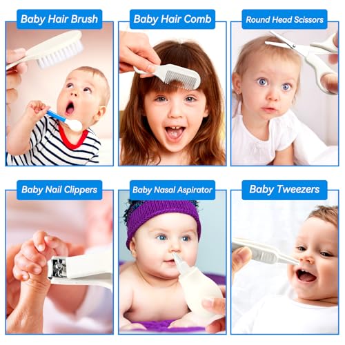 Baby Healthcare and Grooming Kit, Portable Baby Safety Care Set, Baby Essentials kit for Newborn (Grey White 20 in 1)