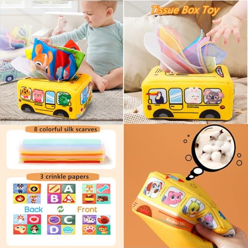 Etyat Baby Toys 6-12 Months, Montessori Toys for 1 Year Old, Silicone Pull String Teether Toy, Stacking Building Blocks Infant Toddler Toy 0-3, Shape Bin Sensory, Baby Boys&Girls Gifts Set