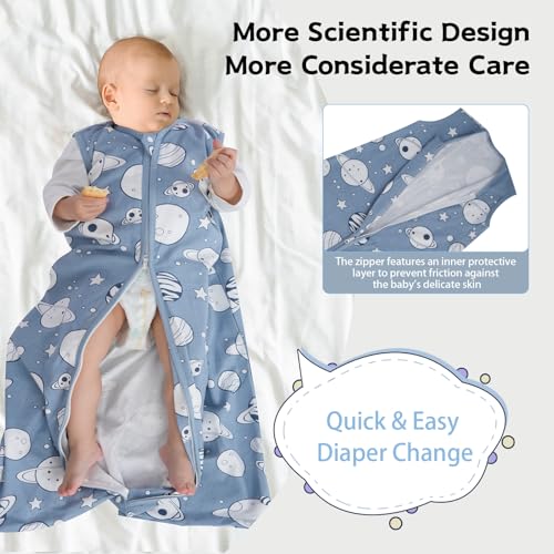 Wrrernsin Baby Sleep Sack 0-6 Months,100% Cotton TOG 0.5 Wearable Blanket for Newborn and Infant, 3 Pack 2-Way Zipper Lightweight Sleeping Bags for Toddler