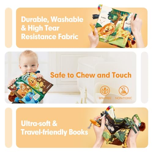 hahaland Baby Books 0-6 Months,Infant Tummy Time Toy Sensory Toys 6 to 12 Months Touch Feel Book Travel Toy Gifts for Boy Girl 0-3 Month Baby Shower Birthday Easter Basket Stuffers (Single)