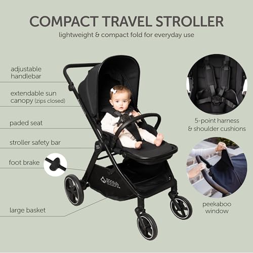 KOOLABABY Reversible Baby Stroller – Foldable Stroller with Parent & World Facing Seat, Multi-Recline & Extendable Canopy – Toddler Stroller