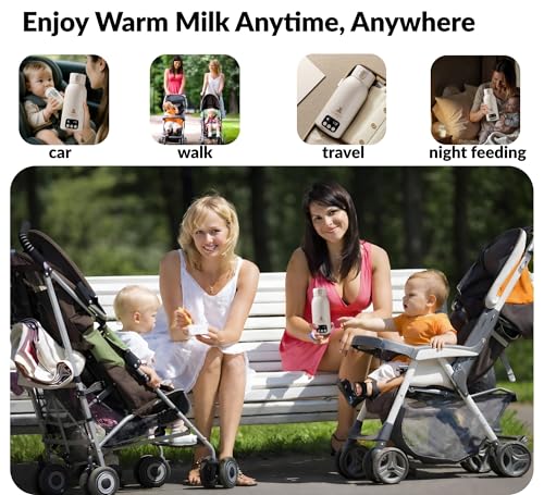Portable Bottle Warmer 17oz – Baby Bottle Warmer for Breast Milk & Formula, Fast Heating with Smart Temperature Control, Long Battery Life, Cordless for Travel, Car & Outdoor Baby Feeding