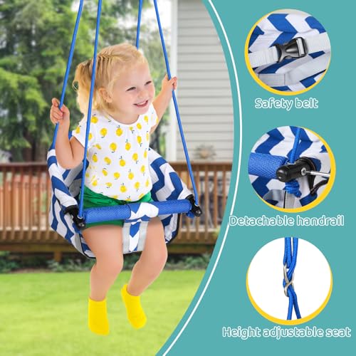 Slevoo 2 in 1 Baby Jumper Swing, Portable Toddler Swing with Foldable Stand, Indoor Outdoor Baby Jumpers and Bouncers, 6 Months to 6 Years, Blue