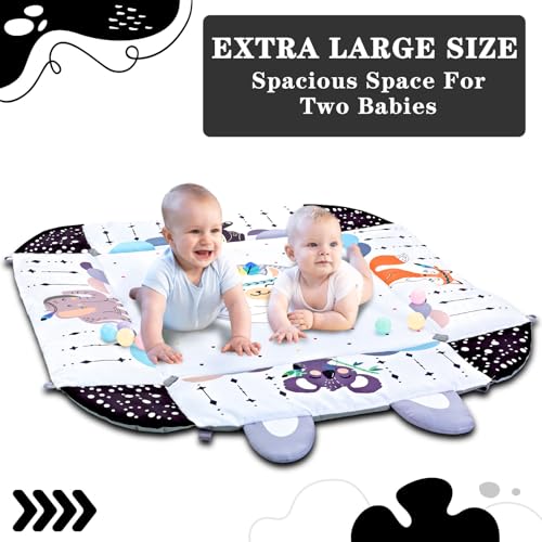 TFDER Baby Gym Play Mat, 8-in-1 Tummy Time Mat & Activity Gym, Washable Ball Pit, Infant Play Mat with Detachable Toys for Sensory Exploration and Motor Skill Development