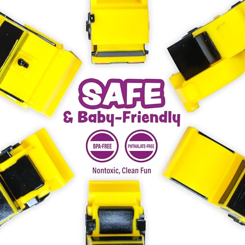 Tub Works® Construction™ Trucks Mold Free Bath Toys, 6 Pack | Sealed, No Hole Bath Toys Design Keeps Moisture Out | Soft, Squeezable & Float on Water | Baby & Toddler Bathtub Toys | Baby Pool Play