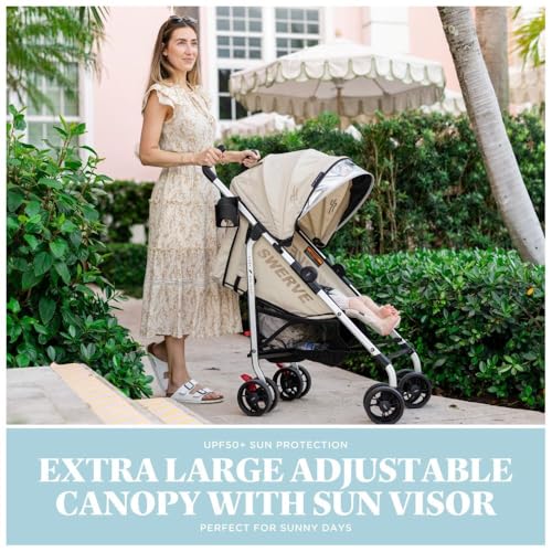 Baby Delight | Swerve Stroller | Lightweight | for Travel & Everyday | Multi-Position Recline | Compact Fold | Extra Storage | Tan