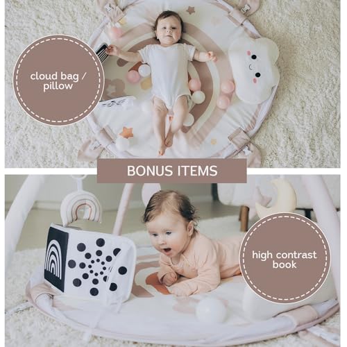 Aila+Aiden 6-in-1 XL Play Mat & Play Gym, Baby Gym, Baby Activity Gym, Sensory Exploration and Motor Skill Development Toys (Blush)