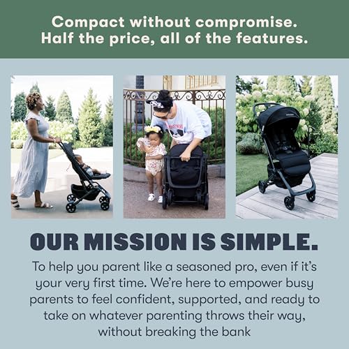 Colugo Compact Stroller+ Lightweight Travel Stroller 16lb, One-Hand Auto-Fold, Multi-Position Recline, for Infants and Toddlers Ages 6 Months to 4 Years, Rain Cover, Backpack and Cup Holder, Black