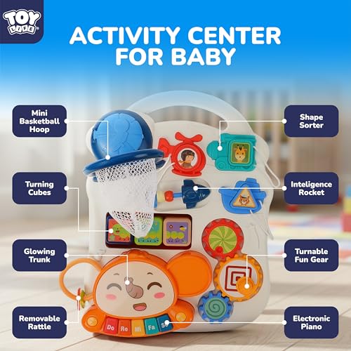 TOY Life 3 in 1 Baby Push Walker and Activity Center, Sit to Stand Walker for Babies 6-12 Months, Baby Walking Toys with Music Panel for Girls Boys, Toddlers Push Toys Gifts for Learning to Walk Red
