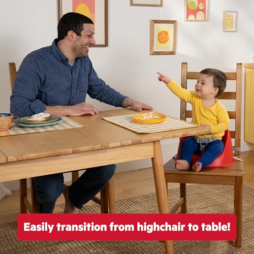 Bright Starts Disney Cars My Spot Easy-Clean Baby Booster Feeding Chair, 3-Point Harness, Washable Removable Straps, Red