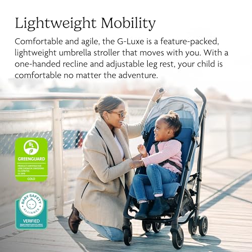 UPPAbaby G-Luxe Umbrella Stroller/Lightweight Design for Easy Travel/One-Step Fold + Recline/XL Basket + Canopy/Cup Holder Included/Greyson (Charcoal Mélange/Carbon Frame)