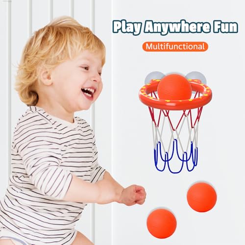 Bath Toys – Bathtub Basketball Hoop for Toddler | Bath Toys for Kids with 4 Mold-Free Balls and Strong Suction Cups Basketball Hoop | Toddler Shower Toys and Fun Bathtub Toys for Boys and Girls