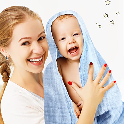 Chumia 6 Pack Baby Muslin Bath Towels Bulk 43.3 x 43.3 Inch 6 Layer Soft Cotton Swaddle Receiving Blankets Breathable Quick Dry for Newborn Infant Toddler, Baby Shower Registry Gifts(Multicolor)