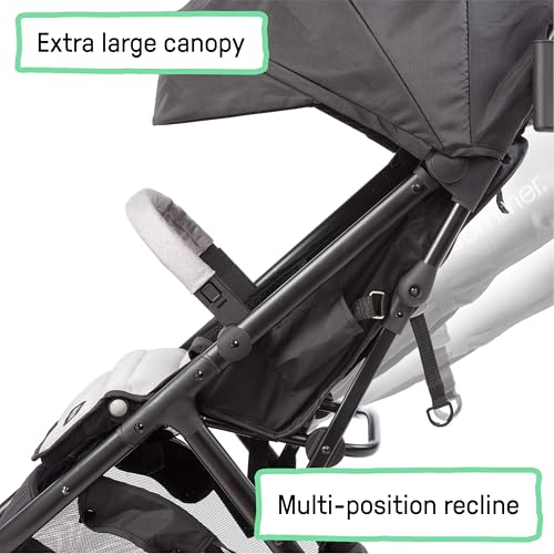 Ingenuity 3Dquickclose CS+ Compact Fold Stroller – Lightweight Stroller with Oversized Canopy, Extra-Large Storage and Compact Fold, Gray