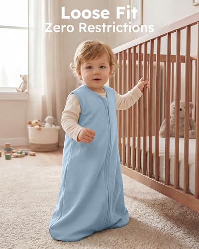 Nyessmee Baby Sleep Sack 0-6 Months 0.5 TOG, 100% Cotton Baby Wearable Blanket 2 Pack with 2-Way Zipper, Lightweight Sleep Bag for Boys ＆ Girls Newborn Infant Breathable Sleeing Sack Blue Rokets