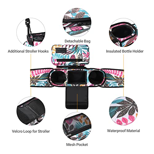 Momcozy Universal Stroller Organizer, 2 Insulated Cup Holders, Removable Zip Pocket, Adjustable Straps, Large Capacity Baby Essentials Compact Design, Fits Any Stroller (Multicolor)