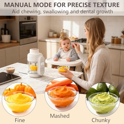 Dorfly Baby Food Maker Glass 12oz Steamer and Blender Glass Reservoir & Bowl 9 in 1 Baby Puree Maker with Stainless Steel Blades Dishwasher Safe Food Blender, Timer, Recipe