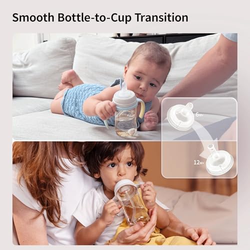Pigeon Sippy Straw Conversion Kit for Babies 12M+ | Soft Silicone Sipper Spout, Weighted Straw & Cleaning Brush | Smooth Bottle-to-Cup Transition