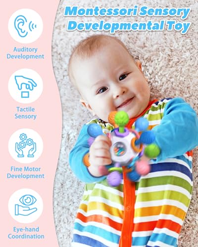 Baby Teething Toys for 0-6 6-12 Months Ages 0-2, Tummy Time Montessori Toys for Babies 0 3 6 9 12 18 Months, Newborn Infant Sensory Toys, Baby Gifts for Boys Girls
