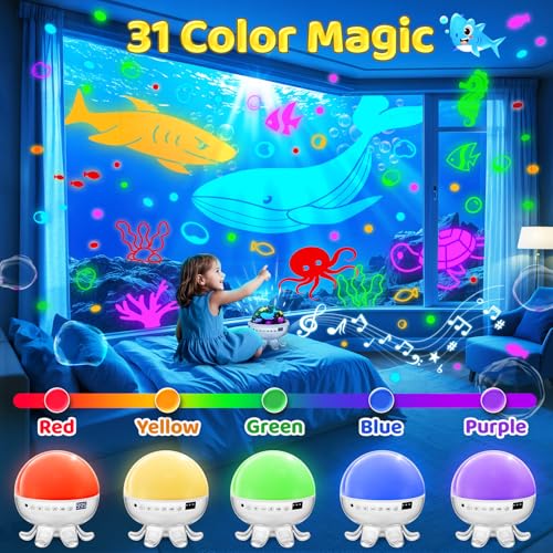 Baby Sound Machine Baby Night Light Projector with Star, 30 Soothing Sounds White Noise Machine for Sleep, 31 Color | 4 Films Sleep Trainer, Remote+Timer+3 Brightness Sensory Light for Autism Toys