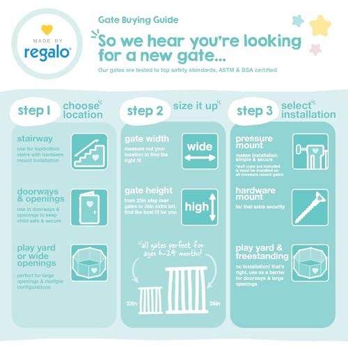 Regalo Safety 192" Super Wide Baby Gate & Play Yard, 2-in-1 Adjustable Playpen for Babies, Toddlers & Pets, Includes Wall Mount Kit, Plastic, Gray