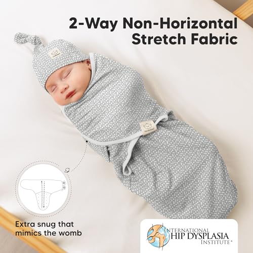 KeaBabies 3-Pack Organic Swaddles for Newborns Girls, Boys with Hats - Soft Cotton Baby Sleep Sacks 0-3 Months, Breathable Baby Hats and Swaddles 0-3 Months, Newborn Essentials Must Haves (Nordic)