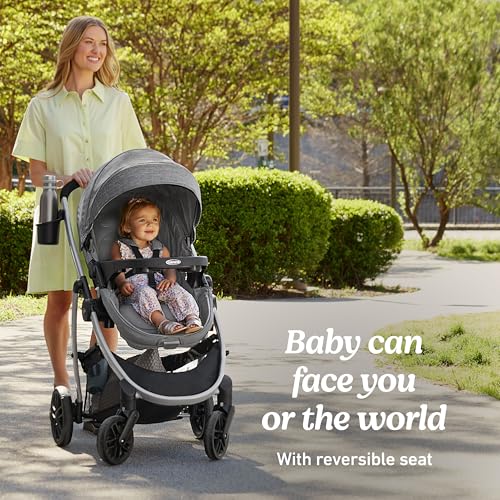 Graco Modes Pramette Stroller, 3-in-1 Baby Stroller, 3 Modes: Infant Car Seat Carrier (Car Seat Not Included), Infant Pramette, and Toddler Stroller, Reversible Seat, One-Hand Fold, Pierce