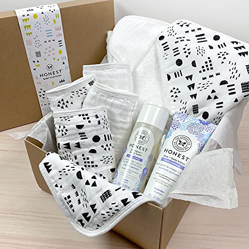 HonestBaby Unisex Baby 9-Piece Organic Cotton Bath Gift Set with Wash and Lotion, Pattern Play, One Size
