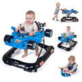 BABY JOY 4-in-1 Baby Walker, Foldable Activity Walker with Adjustable Height, Music & Lights, Anti-Rollover, Toddler Push Walker, Baby Walker with Wheels for Boys Girls 6-14 Months (Blue)