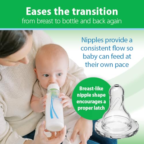 Dr. Brown's Anti-Colic Options+ Narrow Glass Baby Bottle with Level 1 Slow Flow Nipple, BPA-Free, 4 oz/120mL, 0m+, 2-Pack (Packaging May Vary)