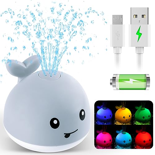 Gigilli Baby Bath Toys, Light up Bath Toys for Kids Ages 1-3, Pool Water Toys 1 Year Old Boys Girls Gifts, 6-12-18 Months Baby Whale Bath Toy Sprinkler, Toddler Fountain Bathtub Water Table Toy