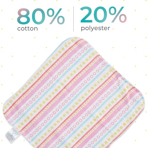 Spasilk Washcloths for Newborn Boys and Girls, Soft Terry Baby Washcloths, Baby Essentials, Ideal, Pink Lines, Pack of 10