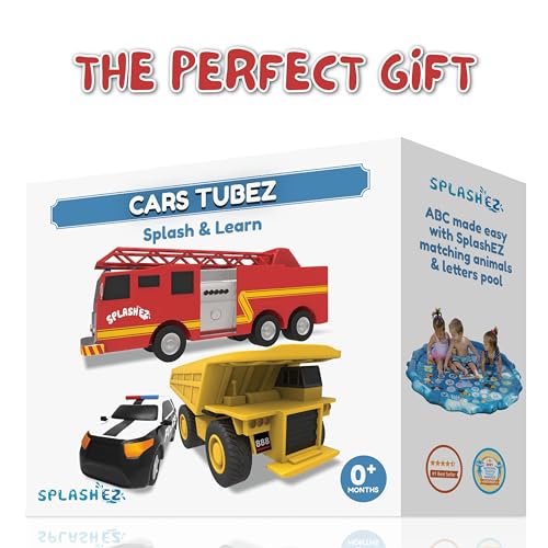 SplashEZ Mold Free Baby Bath Toys, No Hole Bath Toys for Toddlers, Bathtub Cars Set for Kids Ages 1-3, No Mold Floating Water Vehicles Set for Pool, BPA-Free, Safe, Fun, Infant Ages 1 3 6 12 18 Months