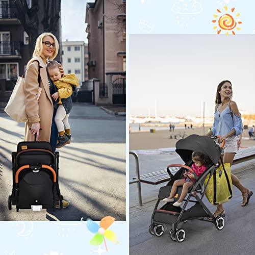 INFANS Lightweight Baby Stroller, Compact Infant with One-Hand Fold, Travel Stroller for Airplane with Cup Holder, Canopy 5-Point Harness Foot Cover for 6-36 Month