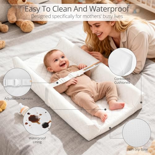 JVEOO Waterproof Baby Changing Pad Wipeable Diaper Changing Mat