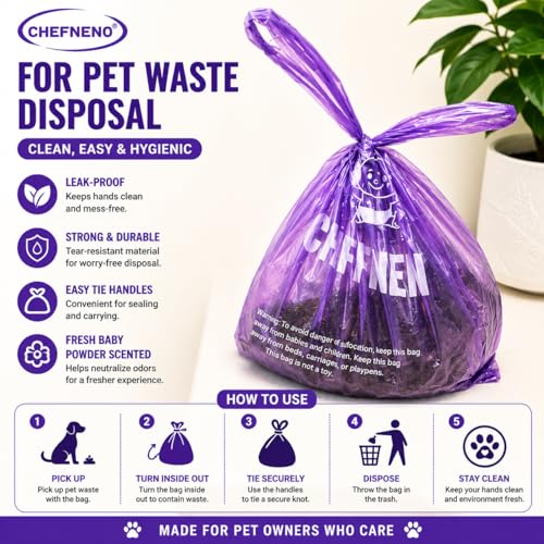 Baby Disposable Diaper Sacks (600 ct.) Fresh Baby Powder Scented, Easy-Tie Diaper Sacks Disposal Bulk Diaper Sacks Dog Poop Bags Cat Litter Waste Bags Sanitary Pads Disposal Bags (600 Bags, Purple)