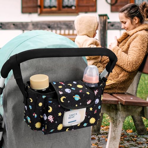 Accmor Universal Stroller Organizer with Insulated Cup Holder and Shoulder Strap, Stroller Bag Caddy Organizer Stroller Accessories for Uppababy, Baby Jogger, Nuna, Doona, Britax Strollers