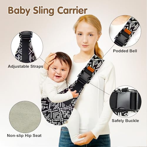 yemyig Baby Sling Carrier,Toddler Carrier, 2026 New Baby Carrier Newborn to Toddler,Portable Lightweight Non-Slip Hip Seat Carrier 10-30lbs(Black)