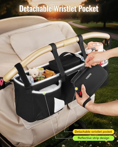 YOREPEK Heavy Duty Double Stroller Organizer, Large Capacity Stroller Caddy
