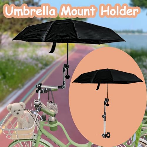 Universal Umbrella Mount Holder,180° Adjustable Umbrella Holder for Stroller,Hole Diameters 0.8-1.3cm,Umbrella Clamp Umbrella Stretch Mount Stand Holder for Stroller,Wheelchair,Walker,Rollator