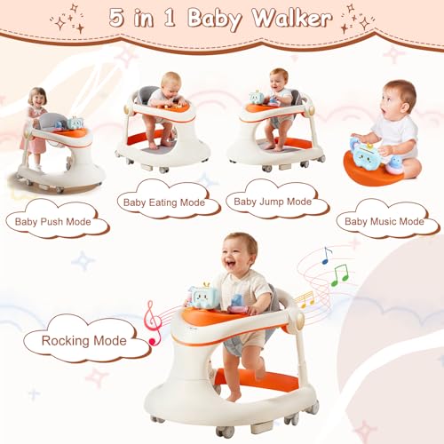 Foldable Baby Walker with Wheels, Activity Toddler Walkers for Boys Girls