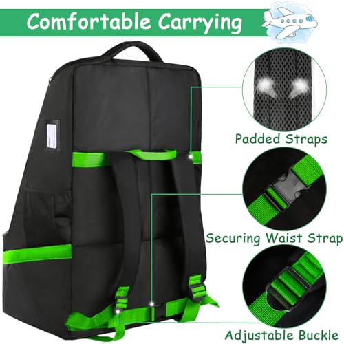 YOREPEK Car Seat Travel Bag, Padded Car Seats Backpack for Air Travel, Heavy Duty Carseat Travel Bag for Airplane, Airport Gate Check Bag (Green)